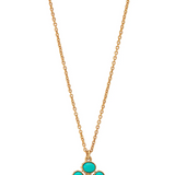 Berry Clover Double Sided Charm Necklace, Turquoise