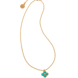 Berry Clover Double Sided Charm Necklace, Turquoise