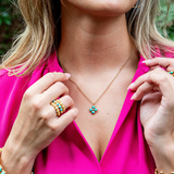 Berry Clover Double Sided Charm Necklace, Turquoise