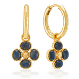 Berry Clover Hoop Earrings with Double Sided Charm- Blue Labradorite