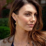 Berry Clover Hoop Earrings with Double Sided Charm- Blue Labradorite