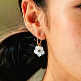 Mermaid Garden Hoops with Flower Charm - MOP
