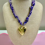 Scarf Bandana Necklace with Heart Charm