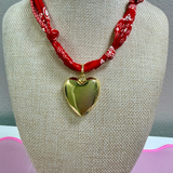 Scarf Bandana Necklace with Heart Charm