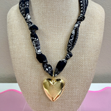 Scarf Bandana Necklace with Heart Charm
