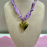 Scarf Bandana Necklace with Heart Charm