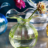 Hibiscus Glass Green Bud Vase