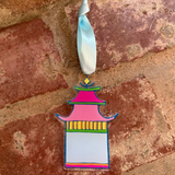 Pink/Light Blue Pagoda Ornament