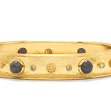 Cleopatra Hinged Bangle - Gold/Blue Labradonite