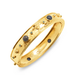 Cleopatra Hinged Bangle - Gold/Blue Labradonite