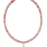 Classic Pink Opal 3mm Bracelet - Signature Cross Gold