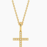 Gold Believe Cross Pendant Necklace