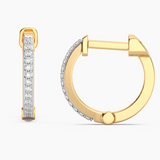 Gold Medium Classic Pave Diamond Huggie Earrings