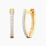 Gold Slim Pave Diamond Huggie Earrings