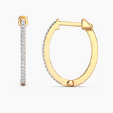 Gold Slim Pave Diamond Huggie Earrings