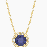 Gold Blue Sapphire Birthstone Pendant Necklace