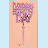 "Happy Birthday" Purple Confetti Cake Topper