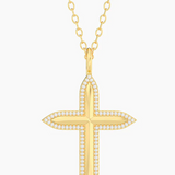 Gold Radiant Cross Pendant Necklace