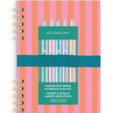 Cabana Stripes Harper Split-Spiral Notebook with Pen