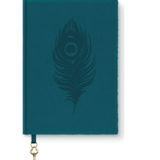 Peacock Blue Feather Olivia Velvet Journal