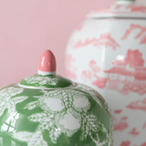 7" Green Bird Ginger Jar