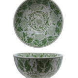10" Green Floral Stoneware Bowls