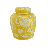 Yellow and White Round Stoneware Ginger Jar