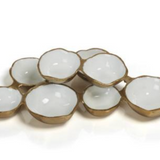 Small Cluster of 8 Serving Bowls -Gold with White