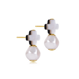 Signature Cross Mother of Pearl-Black Tahitian Stud
