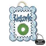 Blue and White Scallop Door Hanger w/ mini