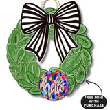 Black and White Bow Wreath Door Hanger / add mini velcro