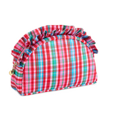 Large Plaid Ruffle Zip Pouch
