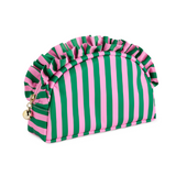 Striped Ruffle Zip Pouch