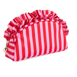Striped Ruffle Zip Pouch