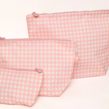 Pink Gingham Easy Clean Pouch Set of 3