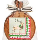 Bow and Holly Berry Acacia Bevel Board Gift Set