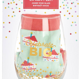 Celebrate Big Wine Glass with Socks