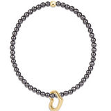 Classic Pearl Dark grey 3mm Bracelet with Charms