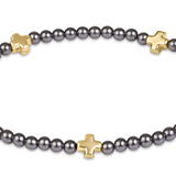Signature Cross Small 3mm Pearl Dark Grey Bracelet