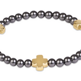 Extends Signature Cross 4mm Pearl Dark Grey Bracelet