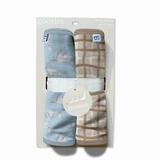 Stork & Wavy Plaid Burp Cloths Set of 2