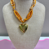 Scarf Bandana Necklace with Heart Charm