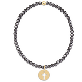 Classic Pearl Dark grey 3mm Bracelet with Charms