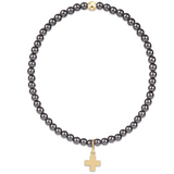 Classic Pearl Dark grey 3mm Bracelet with Charms