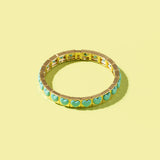 Penelope Gold w/ Rainbow Small Rectangle Stones Enamel Stretch Bracelet
