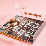 The Place Acrylic Tray With Gold Handles