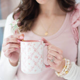 Pink Rosebud Trellis 15oz Tall Watercolor Mug