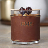 Genuine Leather Sleeve & Whiskey Glass