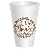 Give Thanks Pumpkin Wreath Styrofoam Cups