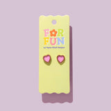 Harper Stud Purple + Red Heart Earrings